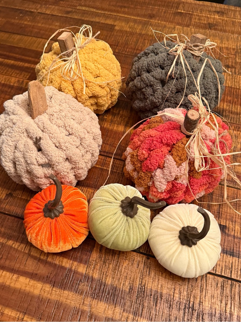 Crochet And Velvet Pumpkin Decor- Fall Autumn Decor Handmade